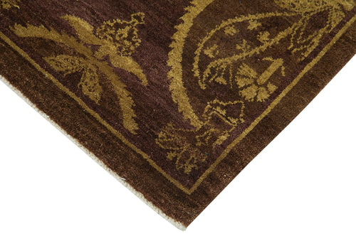 Tebriz Purple Classic Cotton Wool Handmade Area Rug 7'9'' x 9'10''