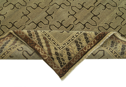 Tebriz Brown Classic Cotton Wool Handmade Area Rug 8'0'' x 10'1''