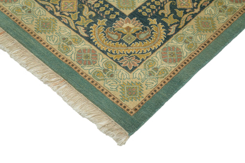 Handmade Area Rug – Tebriz Turquoise Classic Wool Cotton Blend Carpet 9'1''x12'0''