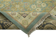 Handmade Area Rug – Tebriz Turquoise Classic Wool Cotton Blend Carpet 9'1''x12'0''