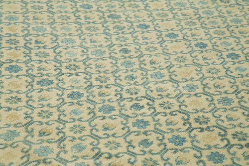 Tebriz Blue Classic Cotton Wool Handmade Area Rug 9'11'' x 13'11''