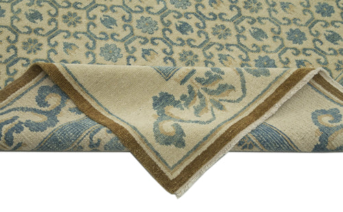 Tebriz Blue Classic Cotton Wool Handmade Area Rug 9'11'' x 13'11''
