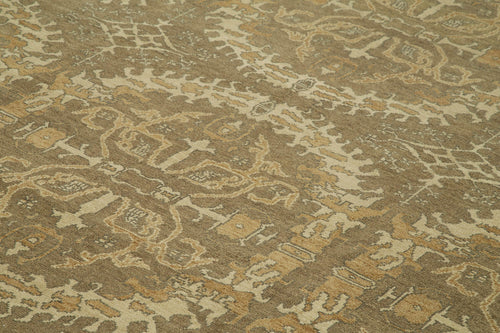 Tebriz Brown Classic Cotton Wool Handmade Area Rug 10'0'' x 14'0''