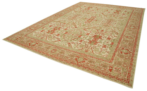 Tebriz Beige Classic Cotton Wool Handmade Area Rug 10'2'' x 14'1''
