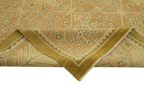Tebriz Yellow Classic Cotton Wool Handmade Area Rug 10'2'' x 14'0''
