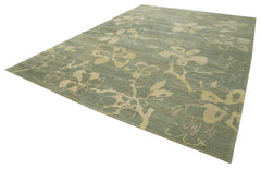 Tebriz Green Classic Cotton Wool Handmade Area Rug 10'1'' x 13'11''