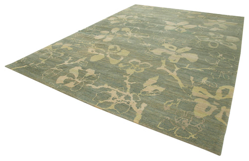 Tebriz Green Classic Cotton Wool Handmade Area Rug 10'1'' x 13'11''