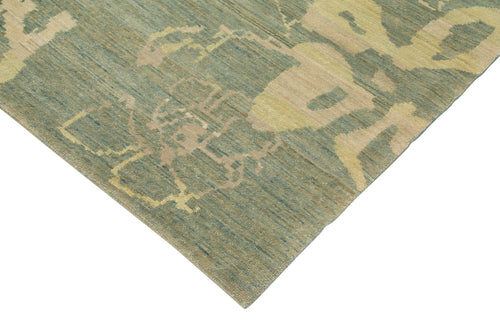 Tebriz Green Classic Cotton Wool Handmade Area Rug 10'1'' x 13'11''