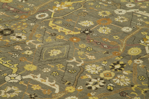 Tebriz Brown Classic Cotton Wool Handmade Area Rug 9'1'' x 11'10''