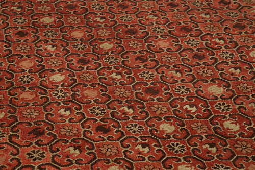 Handmade Area Rug – Classic Red Tebriz Cotton Wool Vintage Turkish Carpet 9'x12'