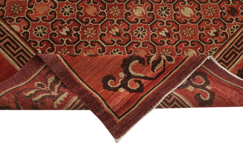 Handmade Area Rug – Classic Red Tebriz Cotton Wool Vintage Turkish Carpet 9'x12'