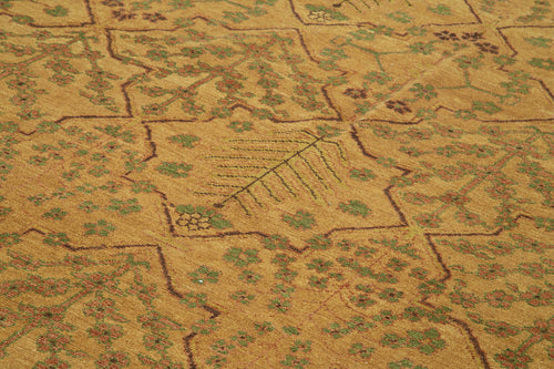 Tebriz Orange Classic Cotton Wool Handmade Area Rug 8'10'' x 11'10''