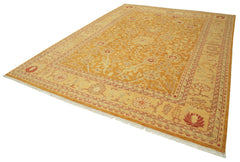 Tebriz Yellow Classic Cotton Wool Handmade Area Rug 9'0'' x 11'10''