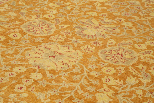 Tebriz Yellow Classic Cotton Wool Handmade Area Rug 9'0'' x 11'10''