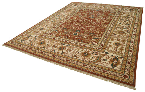 Tebriz Red Classic Cotton Wool Handmade Area Rug 8'11'' x 11'3''