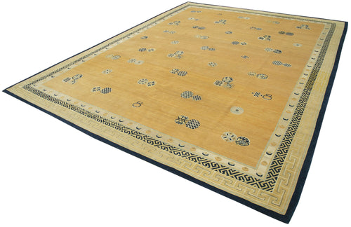 Tebriz Orange Classic Cotton Wool Handmade Area Rug 9'5'' x 12'3''
