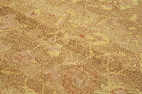 Handmade Area Rug - Tebriz Classic Brown Cotton Wool Rug 9'1'' x 11'10''