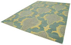 Handmade Area Rug – Classic Blue Turkish Hand Knotted Cotton Wool Carpet 8'11''x11'11''