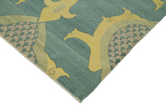 Handmade Area Rug – Classic Blue Turkish Hand Knotted Cotton Wool Carpet 8'11''x11'11''