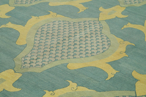 Handmade Area Rug – Classic Blue Turkish Hand Knotted Cotton Wool Carpet 8'11''x11'11''