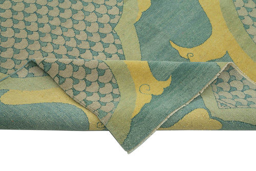 Handmade Area Rug – Classic Blue Turkish Hand Knotted Cotton Wool Carpet 8'11''x11'11''