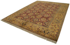 Tebriz Yellow Classic Cotton Wool Handmade Area Rug 9'1'' x 12'0''