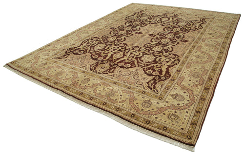 Tebriz Beige Classic Cotton Wool Handmade Area Rug 9'2'' x 12'2''