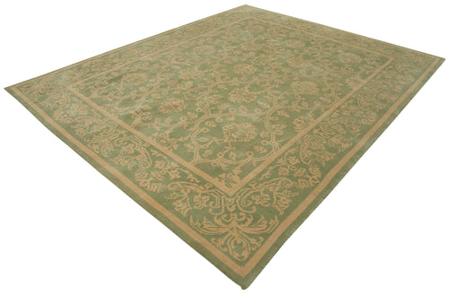 Tebriz Green Classic Cotton Wool Handmade Area Rug 8'2'' x 10'2''