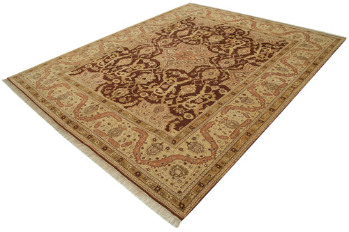 Tebriz Beige Classic Cotton Wool Handmade Area Rug 7'10'' x 9'8''