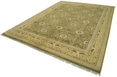 Tebriz Green Classic Cotton Wool Handmade Area Rug 8'10'' x 11'11''