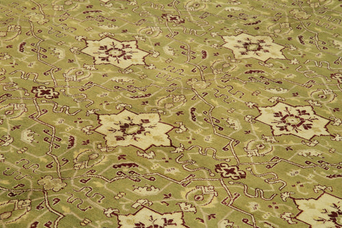 Tebriz Green Classic Cotton Wool Handmade Area Rug 8'10'' x 11'11''