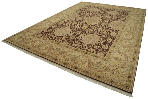 Tebriz Beige Classic Cotton Wool Handmade Area Rug 9'10'' x 14'1''