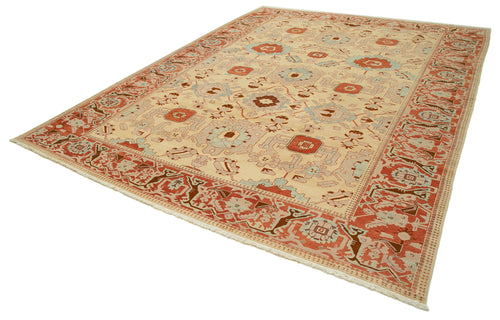 Tebriz Beige Classic Cotton Wool Handmade Area Rug 9'2'' x 11'6''