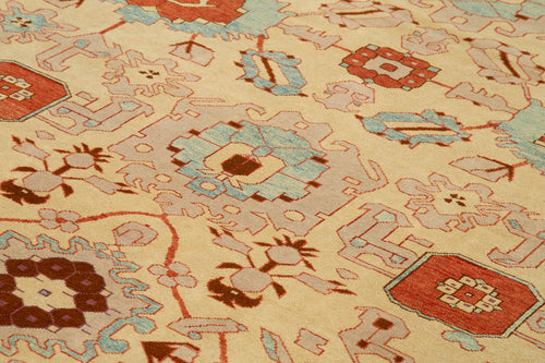 Tebriz Beige Classic Cotton Wool Handmade Area Rug 9'2'' x 11'6''