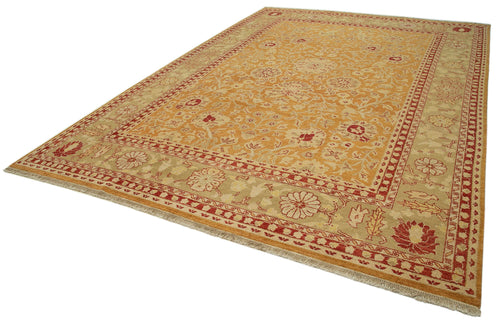 Tebriz Orange Classic Cotton Wool Handmade Area Rug 10'0'' x 14'1''