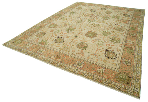 Handmade Area Rug | Classic Beige Cotton Wool Turkish Knotted Carpet 9'x12'2"