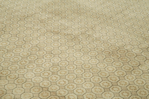 Tebriz Beige Classic Cotton Wool Handmade Area Rug 8'11'' x 12'6''