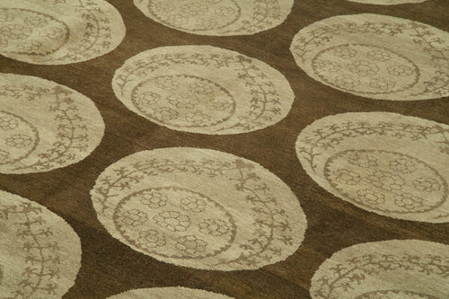 Tebriz Brown Classic Cotton Wool Handmade Area Rug 8'10'' x 12'0''