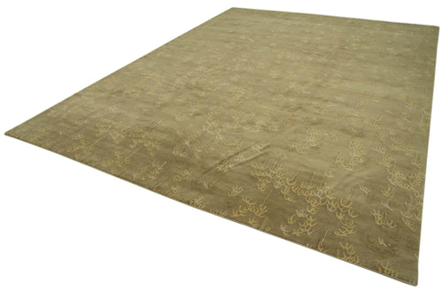 Tebriz Green Classic Cotton Wool Handmade Area Rug 9'9'' x 13'4''