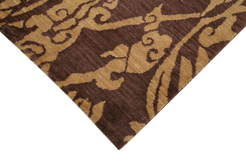 Tebriz Purple Classic Cotton Wool Handmade Area Rug 9'8'' x 13'5''