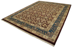 Tebriz Purple Classic Cotton Wool Handmade Area Rug 9'2'' x 12'0''