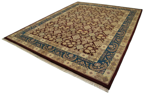 Tebriz Purple Classic Cotton Wool Handmade Area Rug 9'2'' x 12'0''