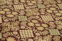 Tebriz Purple Classic Cotton Wool Handmade Area Rug 9'2'' x 12'0''