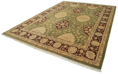 Tebriz Green Classic Cotton Wool Handmade Area Rug 9'1'' x 12'3''