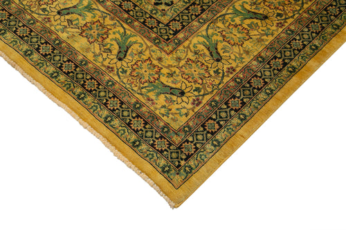 Tebriz Yellow Classic Cotton Wool Handmade Area Rug 9'8'' x 13'7''