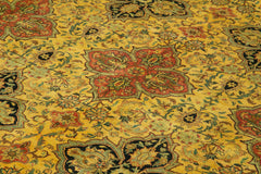 Tebriz Yellow Classic Cotton Wool Handmade Area Rug 9'8'' x 13'7''
