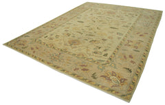 Tebriz Beige Classic Cotton Wool Handmade Area Rug 9'9'' x 12'7''