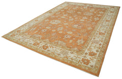 Handmade Area Rug – Classic Beige Turkish Hand Knotted Wool Cotton Carpet 8'10''x12'1''