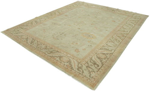 Tebriz Green Classic Cotton Wool Handmade Area Rug 8'5'' x 9'10''