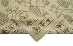 Tebriz Beige Classic Cotton Wool Handmade Area Rug 9'3'' x 11'11''